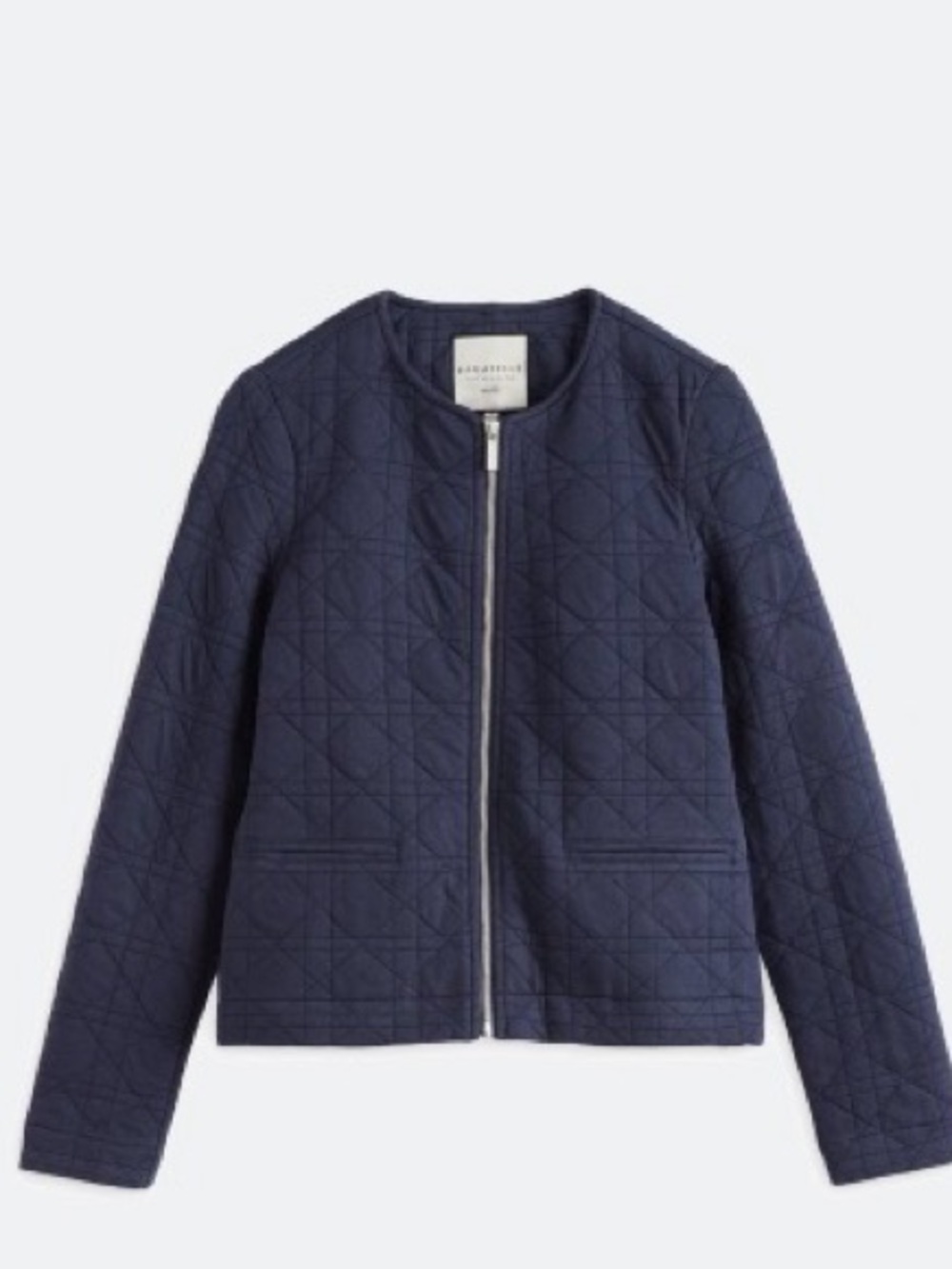 Women’s Navy Quilted Zip-Front Blazer Jacket